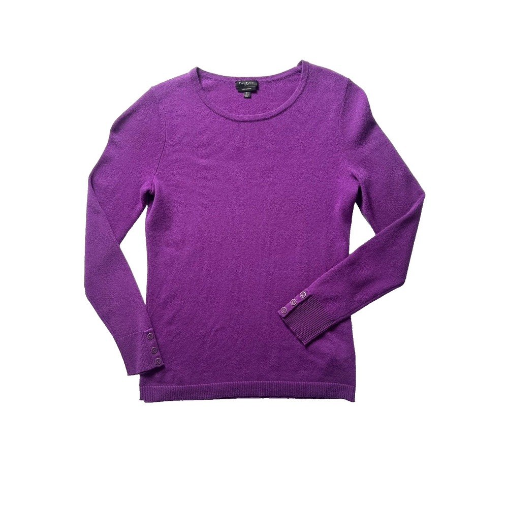 TALBOTS Women's Sz: P Purple 100% Cashmere Long Sleeve Sweater